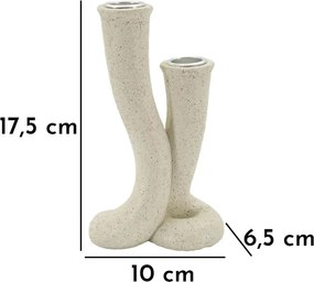 Dizajnový svietnik Stons 17,5 cm krémový