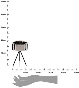 KERAMICKÝ KVETINÁČ SO STOJANOM SASHI 16X9,5 CM STRIEBORNÁ