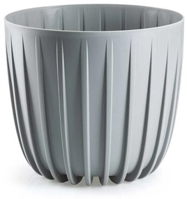 PLASTOVÝ KVETINÁČ STRIPPED SADA 2KS 18X15,5 CM+24X21 CM SIVÁ
