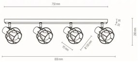 Spot-Light 26114404 - Stropné bodové svietidlo PHIPHI 4xE27/60W/230V dub