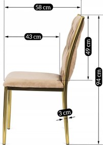 Designová jídelní židle Dan samet béžová/zlatá
