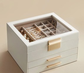 Šperkovnica Elegant, 23,1x13,5x20,3 cm, biela/béžová