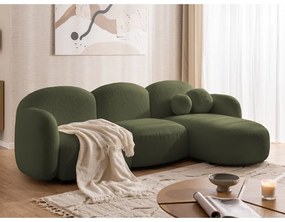 Zelená rohová pohovka z textílie buklé (pravý roh/s leňoškou) Orbit – Ropez