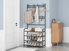 Vešiak s botníkom CLOTHORY 80x152 cm, čierny