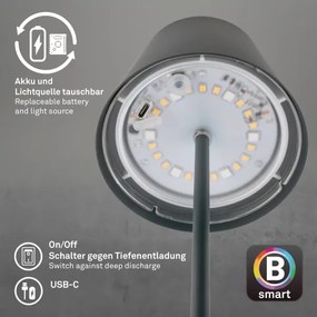 Briloner 7559015-LED RGB stolná lampa COLORIS 3,5W/5V IP44 2000mAh Wi-Fi Tuya