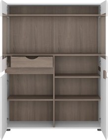 Nízka vitrína Linate, biely lesk/dub