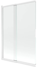 Mexen Fox, 2-krídlová posuvná vaňová zástena 120 × 150 cm, 5mm číre sklo, biely profil, 891-120-002-20-00