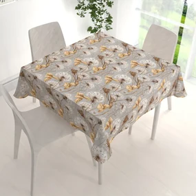 Biante Bavlnený štvorcový obrus Sandra SA-517 Jesenné púpavy na sivom 150x150 cm
