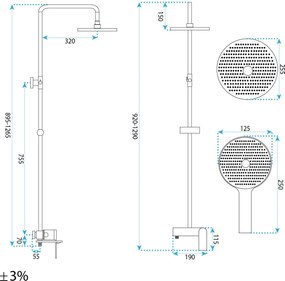 Rea Marco, sprchový set s vaňovou výlevkou, zlatá matná, REA-P8548