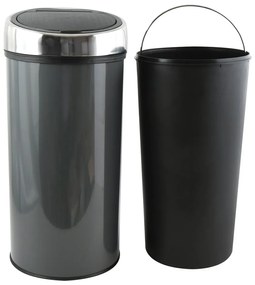 Tmavosivý dotykový oceľový odpadkový kôš 30 l – MSV