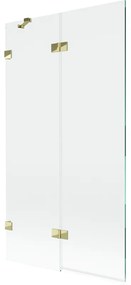 Mexen Lunar, 2-krídlová vaňová zástena ľavá 100 x 150 cm, číre sklo, zlatá lesklá, 897-100-100-50-00-L
