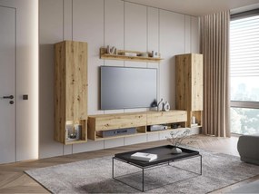Obývacia stena Wikez II, Farby: dub artisan, Osvetlenie: osvetlenie LED biele