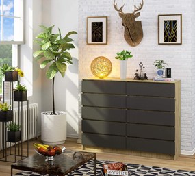 Komoda Koa II (dub artisan + sivá). Vlastná spoľahlivá doprava až k Vám domov. 1069928