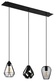 EGLO Závesné osvetlenie nad jedálenský stôl DISTAFF, 3xE27, 40W, čierne