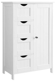 Skrinka do kúpeľne so 4 zásuvkami a policou PAULA, 55x30x81cm, biela Vasagle