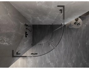 Mexen Lunar, L polkruhový výklopný sprchový kút 90 x 90 cm, 8mm číre sklo, pištoľovo sivý kartáčovaný - 833L-090L-090P-66-00