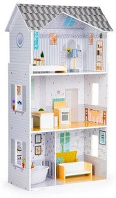 Drevený domček pre bábiky s nábytkom