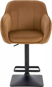 LuxuryForm DESIGN Barová stolička AVOLA VELUR na čiernej hranatej podstave - medová