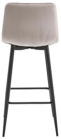 Tmavo béžová barová stolička NADO VELVET s čiernymi nohami