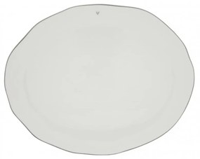 Servingplate White/edge Grey 37X30  cm