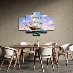 Obraz lode na vlnách (150x105 cm)