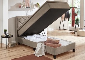 Posteľ Jeff 100x200 cm, svetlohnedá látka