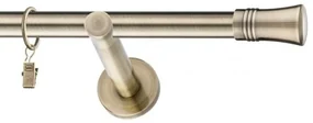 Dekorstudio Mosadzná jednoradová garniža CAPRI 19mm Dĺžka: 140cm, Typ uchytenia: Držiak otvorený, Typ príslušenstva: Krúžky tiché so štipcami