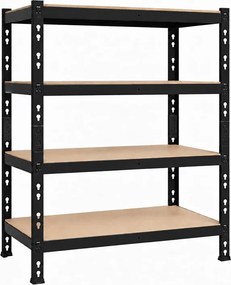 Akcia 4x Regál 180x160x50 cm profesionálny 4-policový, nosnosť 1600 kg - čierny - 4ks
