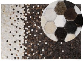 Kožený koberec 140 x 200 cm hnedá/béžová EYIM Beliani