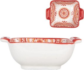 Hranatá miska s červeným vzorom Mibbo - 11 * 8 * 4 cm / 75 ml
