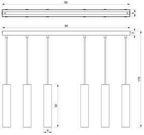 Luster na lanku RAITO 6xGU10/8W/230V mosadz