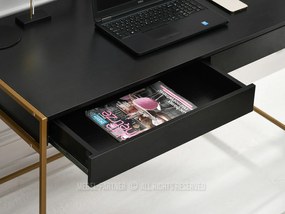 PC stolík Unica (čierne drevo + zlatá). Vlastná spoľahlivá doprava až k Vám domov. 1109852
