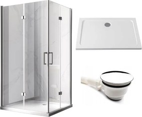 BPS-koupelny Obdĺžnikový sprchovací kút HYD-OK13A 100x90 chróm/transparent + vanička HYD-OSV-ST04A biela