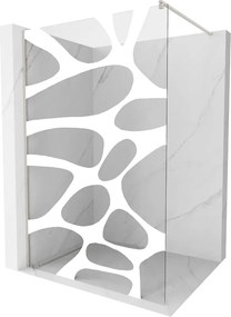 Mexen Kioto, sprchová zástena Walk-In 110 x 200 cm, 8mm číre sklo biely vzor, brúsená oceľ profil, 800-110-101-97-97