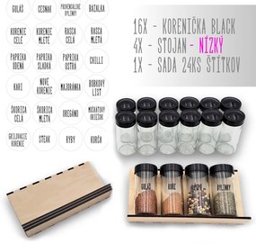 Orion Sada 16ks koreničiek BLACK 80ml + 4ks organizér na koreničky VASKY (nízky) + sada 24ks štítkov