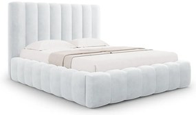 Svetlosivá čalúnená dvojlôžková posteľ s úložným priestorom a roštom 180x200 cm Kelp – Micadoni Home