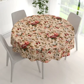 Biante Bavlnený okrúhly obrus Sandra SA-607 Červené ruže na béžovom Ø 50 cm