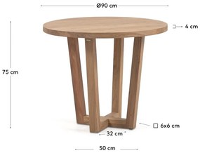 Okrúhly jedálenský stôl z masívu akácie v prírodnej farbe ø 90 cm Nahla – Kave Home