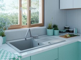 Laveo Celia, 1-komorový granitový drez 760x440x185 mm s dlhým odkvapkávačom, šedá, LAV-SBC_511T