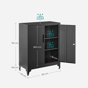 SongmicsHome Viacúčelová kovová skrinka RAVEN, 40x80x90cm, čierna