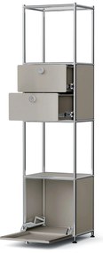 Kovový regál »CN3 Slim Line« s 2 pohyblivými zásuvkami a 1 pohyblivými výklopnými dvierkami, svetlosivý
