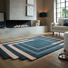 Tmavozelený ručne tkaný vlnený koberec 120x180 cm Labyrinth Shaped – Flair Rugs