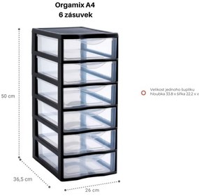 Úložný box so 6 zásuvkami, antracitová farba, OFFICEMIX