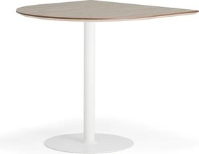 Barový stôl METRIC, polovičný ovál, 1000x1000x900 mm, biela/orech
