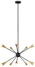 Feiss FE-JAX10-MB - LED Luster na tyči JAX 10xG9/3W/230V čierna/zlatá