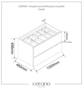 CERANO - Kúpeľňová skrinka pod umývadlo Carole - prírodná - 100x49,8x46 cm