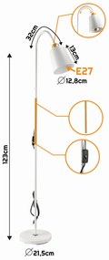 BERGE LED stojacia lampa 1xE27 150cm biela