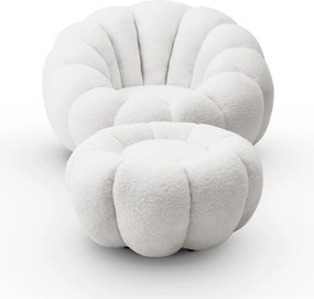 OTOČNÉ KRESLO FILIPPO S PODNOŽKOU BIELE