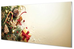 Sklenený obraz Vetvičky darčeky perník kužele 140x70 cm
