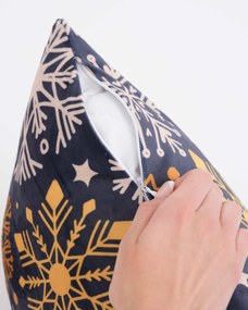 Vianočná obliečka na vankúš Velvet 40 × 40 cm - Mrazivé vločky modré